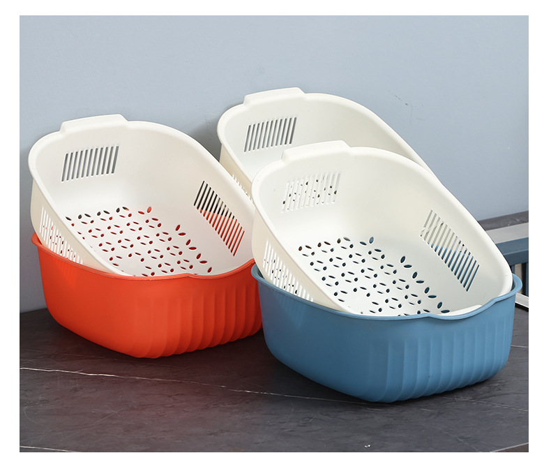 Supply Drain Basket Double-Layer Draining Kitchen Multi-Functional Vegetable Washing Basket Household Fruit and Vegetable Drain Basket