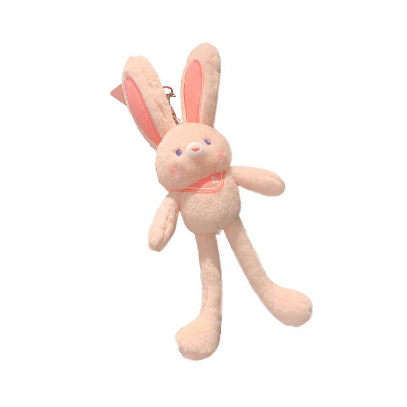 Pull Rabbit Wholesale Doll Hanging Ornament Keychain Cartoon Key Button Stretch Pendant Doll Schoolbag Key Ring Doll