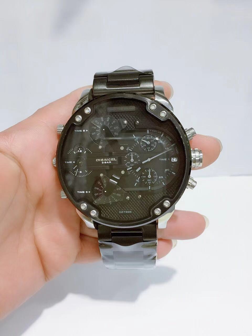 迪赛卡/disaicel不锈钢胶带大盘男士硅胶带男士女士腕表石英手表