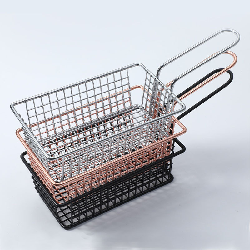 Factory Wholesale Rectangular Mini Frying Basket Chips Basket Small Frying Basket American Dessert Snack Basket Fried Chicken Frame