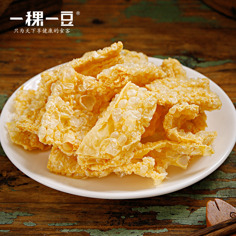 一稞一豆 泡兰竹根油炸腐竹炸豆皮火锅食材油豆皮炸支竹豆制品