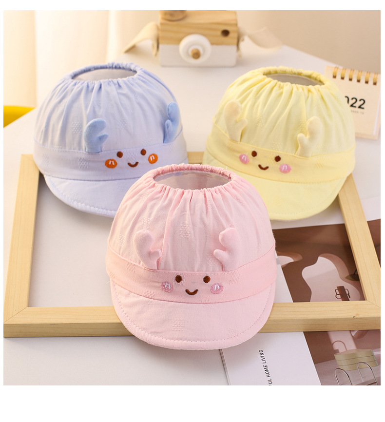 夏季婴儿帽子薄款鸭舌帽新生婴幼儿满月帽男女宝宝可爱空顶遮阳帽