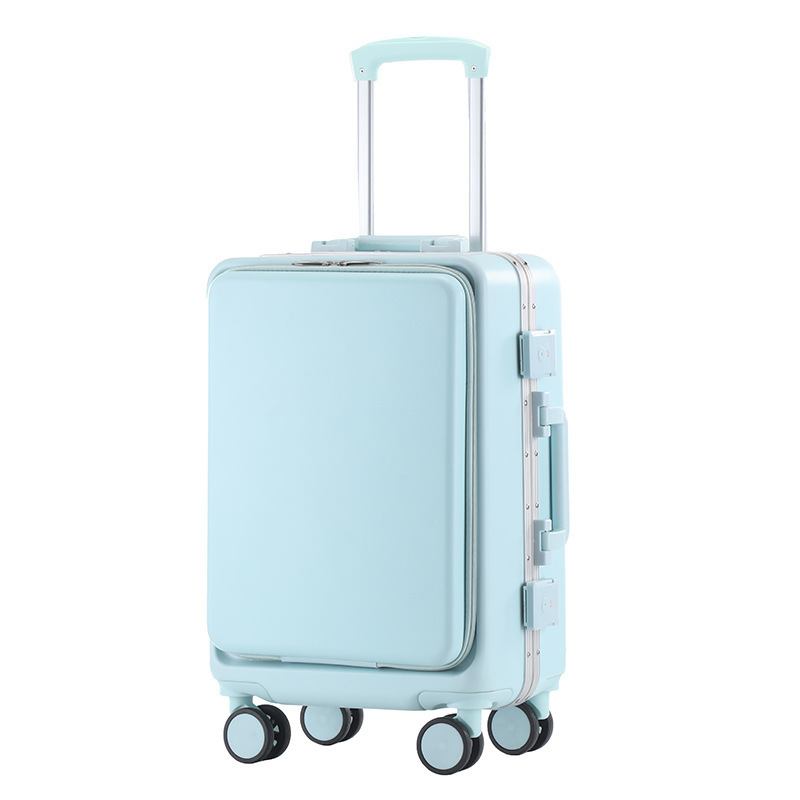 20-Inch Front Open Cover Aluminum Frame Luggage for Women Boarding Travel Luggage Universal Wheel Trolley Case Large Capacity Password Suitcase Men and Women