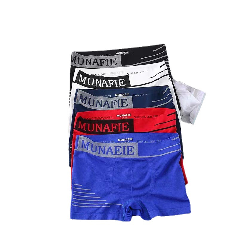 Men's Boxer Shorts Mid Waist plus Size Sports Seamless Comfortable Breathable Quick-Drying Letters Boxer Men's Underwear Wholesale