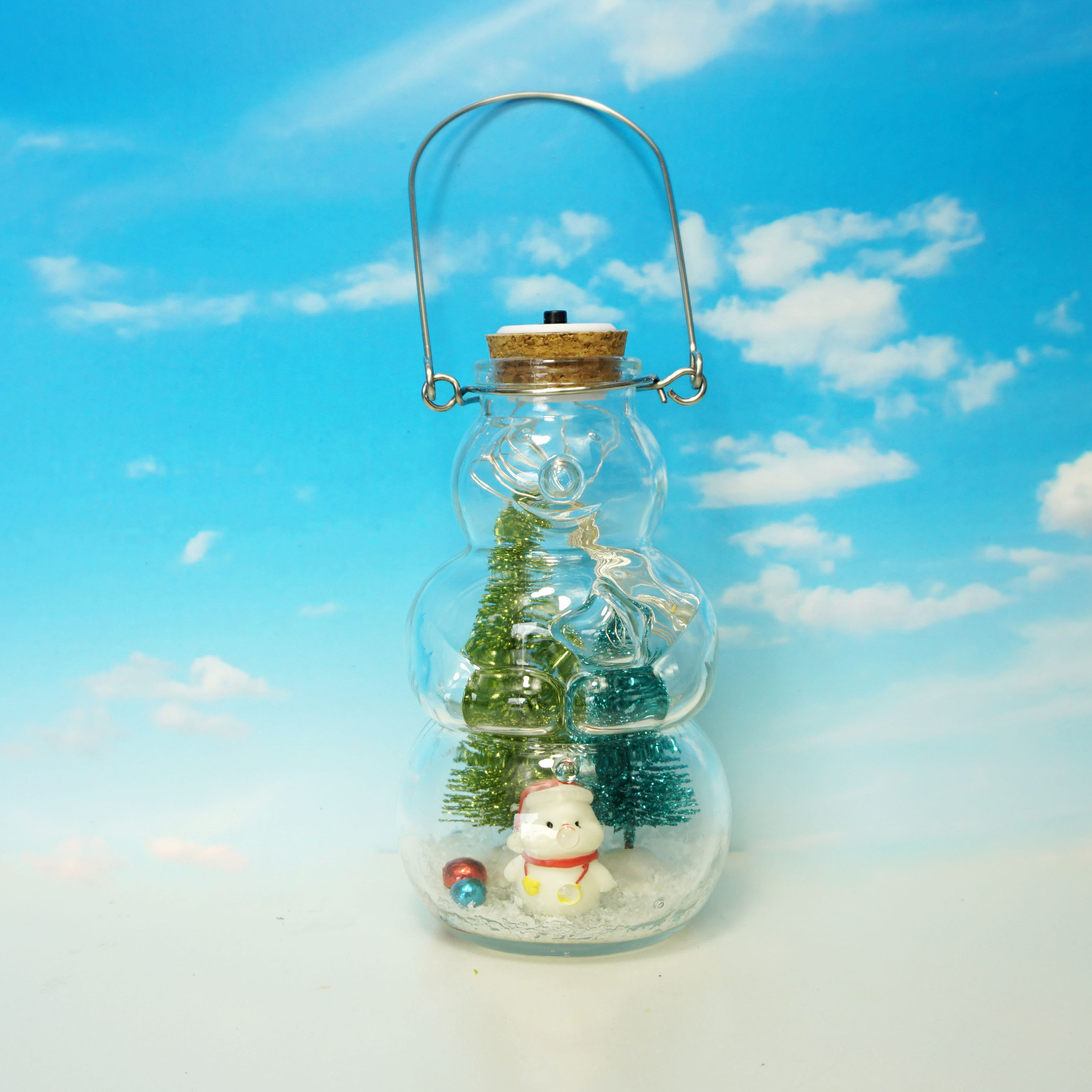 玻璃工艺品发光许愿瓶 圣诞节创意礼品摆件 圣诞节装饰漂流瓶
