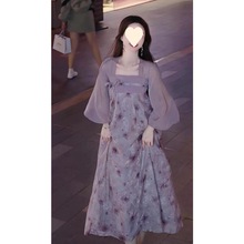 新中式国风改良汉元素紫色连衣裙子女夏季在逃公主古着裙