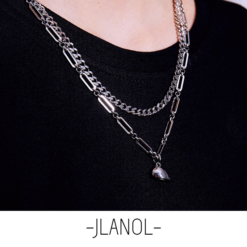 七夕礼物情侣款项链killwinner怦然心动叠戴拼接磁铁爱心相吸项链