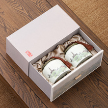 陶瓷茶叶罐双罐空盒包装盒龙井绿茶半斤礼盒套高档密封储茶罐礼品