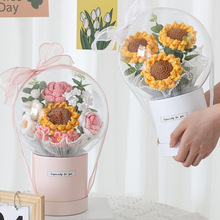 亚克力波波球抱抱桶批发蝴蝶结鲜花花束包装盒材料透明花盒礼盒