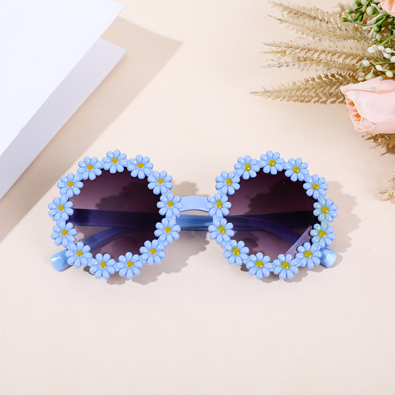 2022 Personalized Candy Color New Little Daisy Children's Sunglasses round Frame Cute Beach Glasses