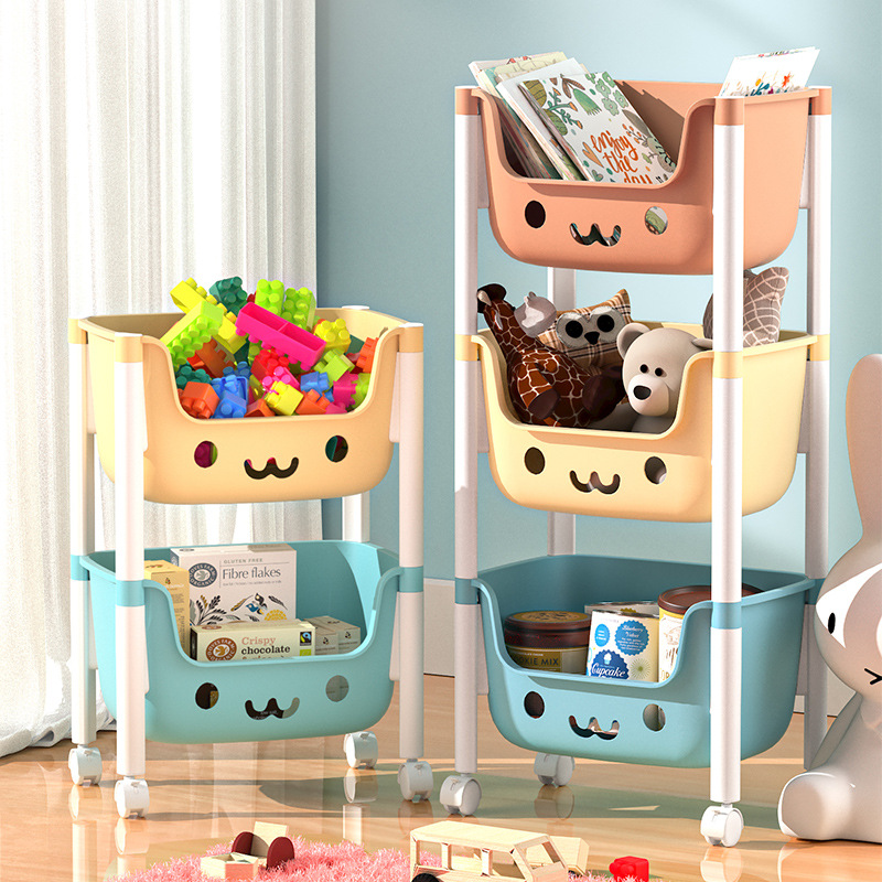 包邮置物架儿童玩具收纳架家用置物架可爱架子带轮可移动置物架