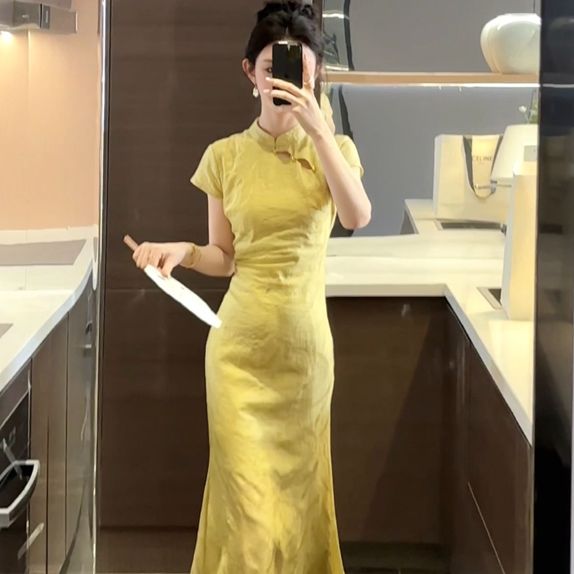 复古新中式立领改良旗袍连衣裙女2024夏季新款国风显瘦长裙鱼尾裙