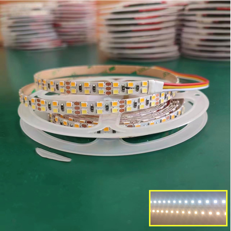 双色温灯带2835双排贴片高亮240灯8mm10mm12v三档调色无闪频灯带