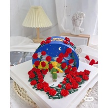 小王子玫瑰蛋糕网红拿玫瑰主题摆件复古 男生蛋糕 情人节表白蛋糕