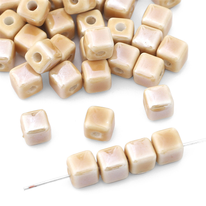 Cream Color Square Ceramic Beads Handmade Diy Bead Beaded Jewelry Necklace Bracelet Earrings Jewelry Materials Accessories