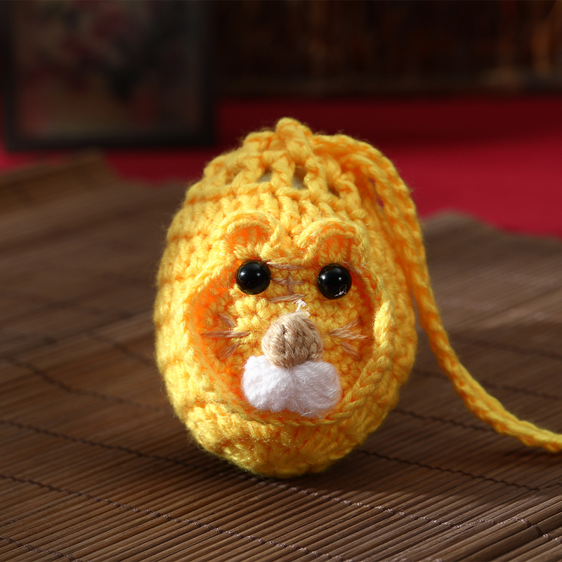 Summer Dragon Boat Festival Cartoon Goldfish Small Yellow Egg Pocket Finished Product Hand-Woven Wool Egg Net Children's Halter Egg Bag