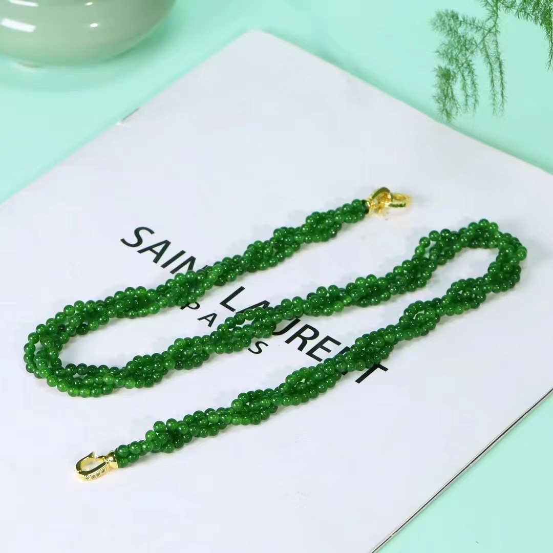 台湾青玉扭扭链小红书款珍珠锁骨链直播货源玉石项链锁骨链-阿里巴巴