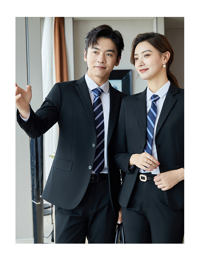 男士秋冬商务休闲正装男女同款职业装销售工作服弹力色纺西装套装