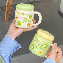 可爱陶瓷杯带盖高颜值ins风家用情侣水杯礼盒创意伴手礼品马克杯