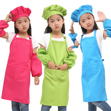 JI儿童围裙套装画画衣亲子幼儿园学校印字diy绘画烘培厨师帽罩衣