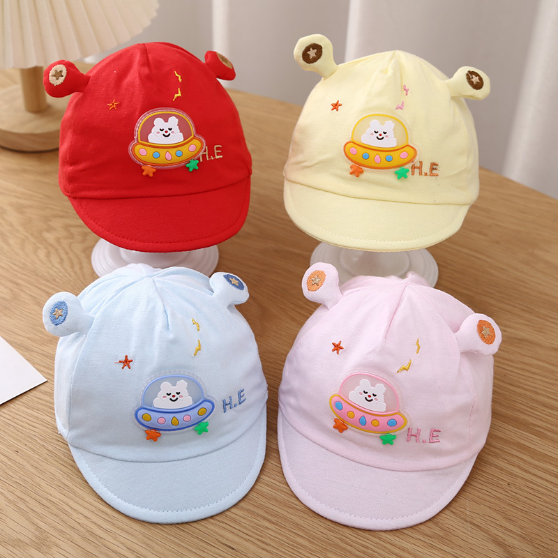 baby peaked cap small-month hat spring and autumn cute super cute male and female baby 0-3-6 sun hat newborn hat