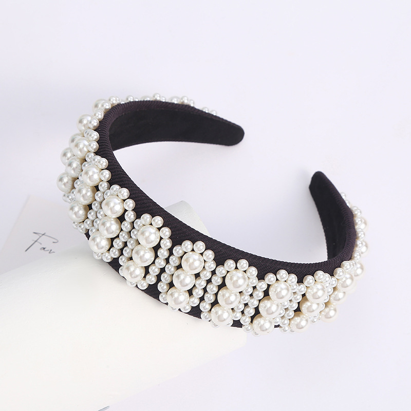 European and American Fashion Cross-Border Pearl Diamond Headband Fresh Sweet Style Headband High Sense Hair Accessories Hair Band Wholesale