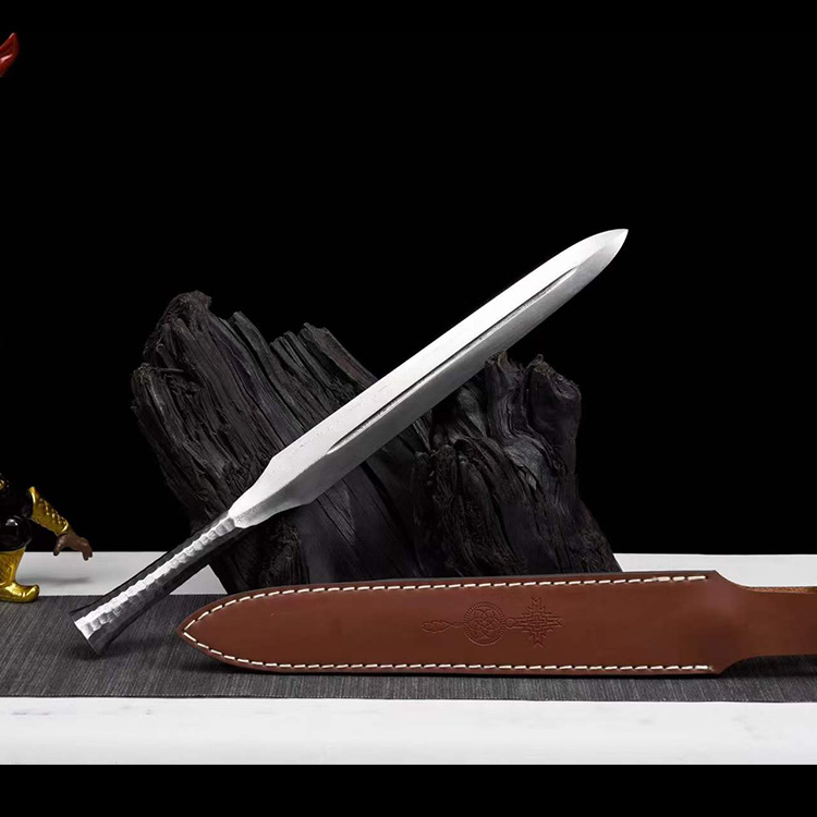 龙泉市刀剑冷兵器宝剑纯手工锻打花纹钢短剑一体剑户外防身未开刃