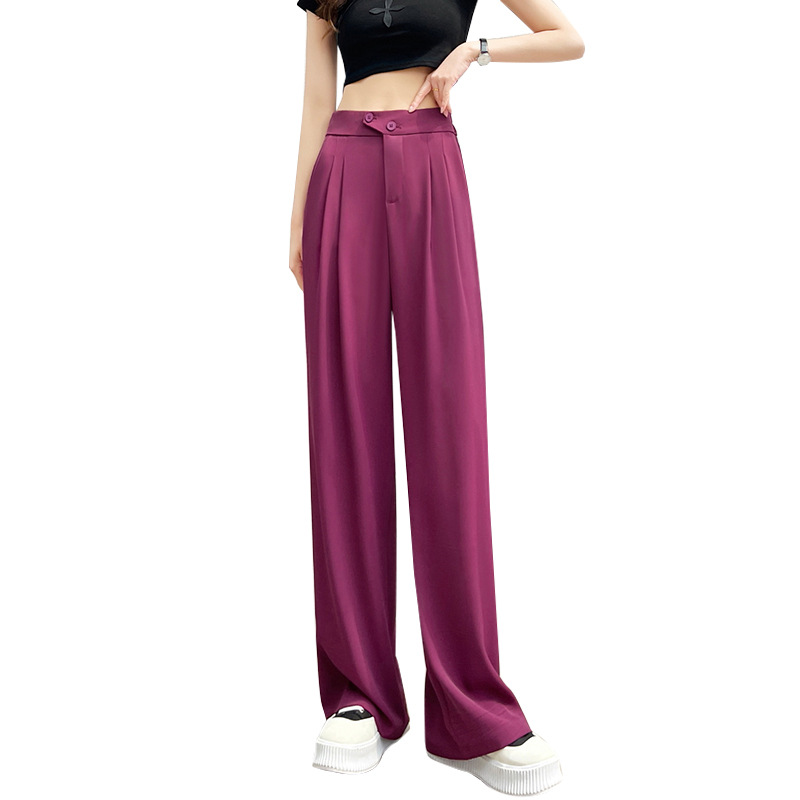 Women's Wide-Leg Pants Thin Large Size Women's Clothing High Waist Drooping Straight Casual Women's Business Suit Mop Pants Wholesale