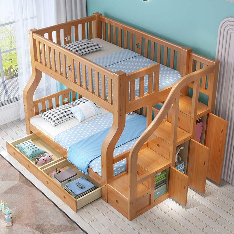 上下床双层床两层全实木高低床小户型高箱子母床上下铺木床儿童床