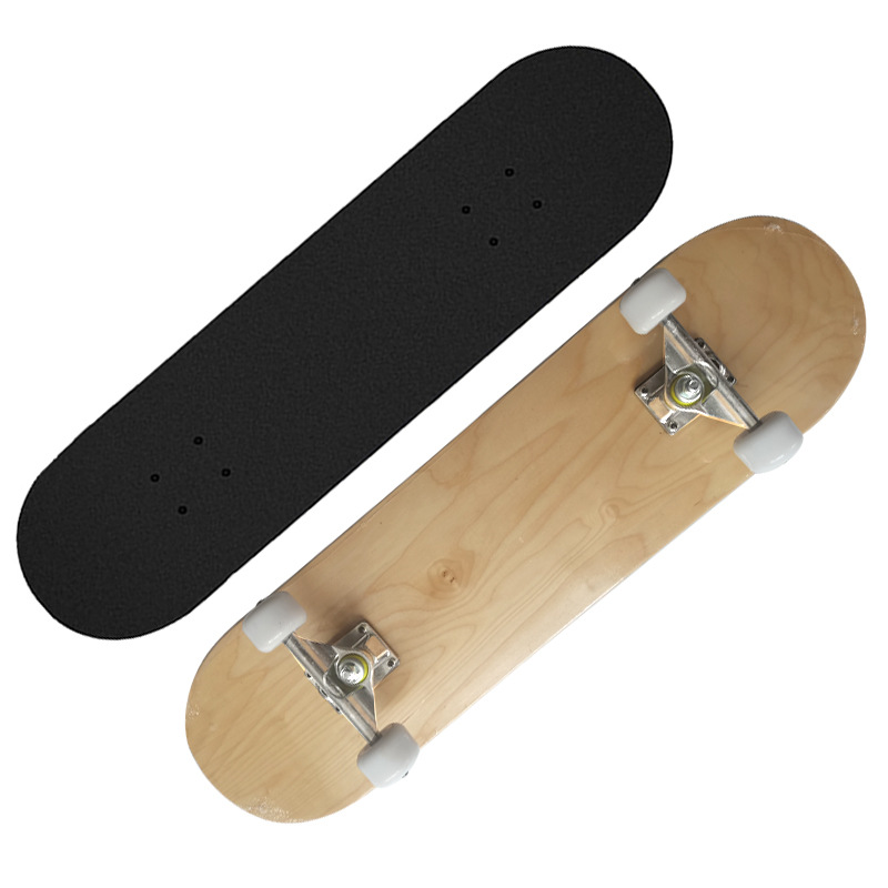 滑板短板小四轮枫木滑板初学滑板青少年原色磨砂枫木pu轮手绘