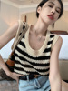 Korean Edition stripe knitting camisole vest summer Retro Spice Girls Easy Show thin Exorcism Internal lap Primer jacket