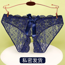 女士内裤低腰大码性感开裆大码欧美风蕾丝透明潮流时尚1525