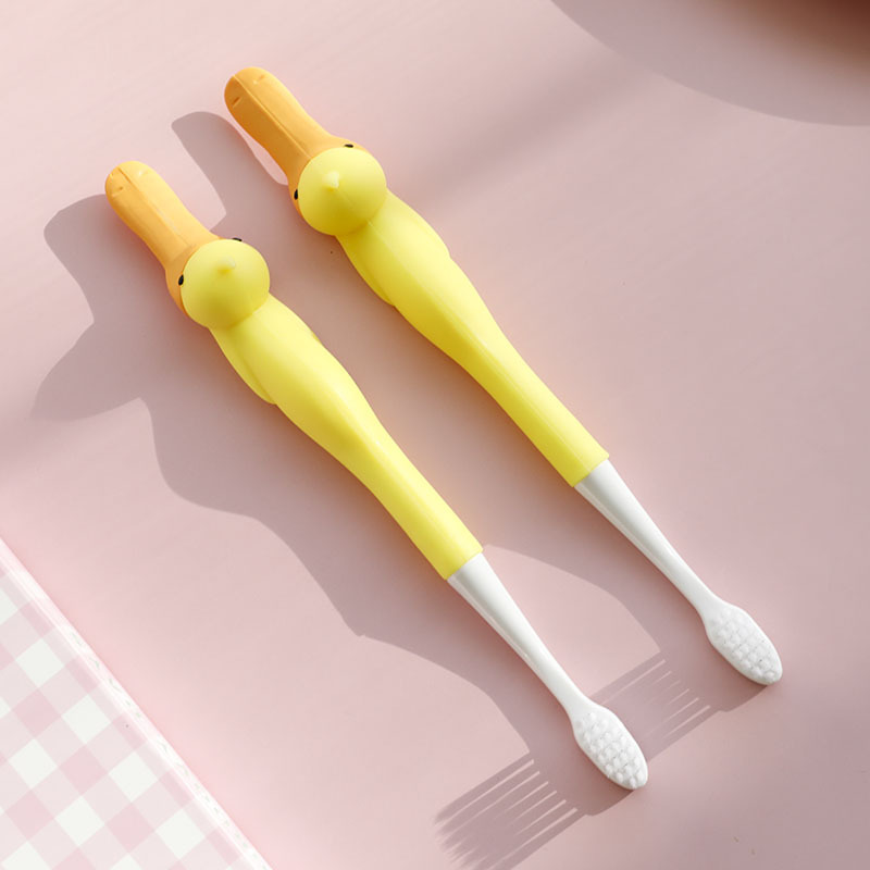 Soft Fur Single Cute Small Yellow Duck Children's Japanese Manual Toothbrush Travel Portable Toothbrush Cartoon Bristle Toothbrush