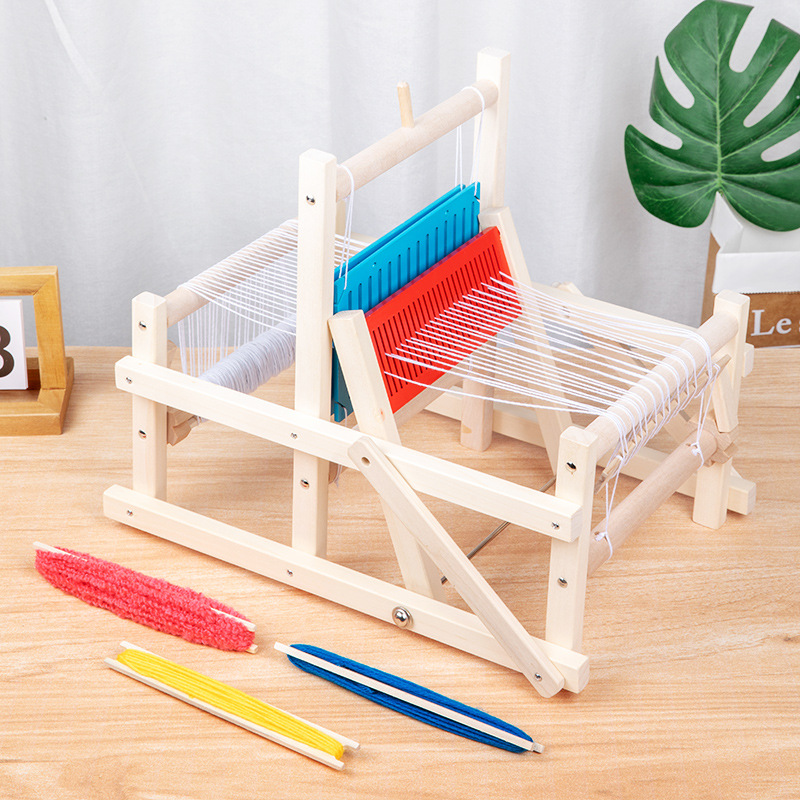 Wooden Simulation Loom Kindergarten Corner Material Children Baby Early Education Diy Handmade Wool Weaving Toys