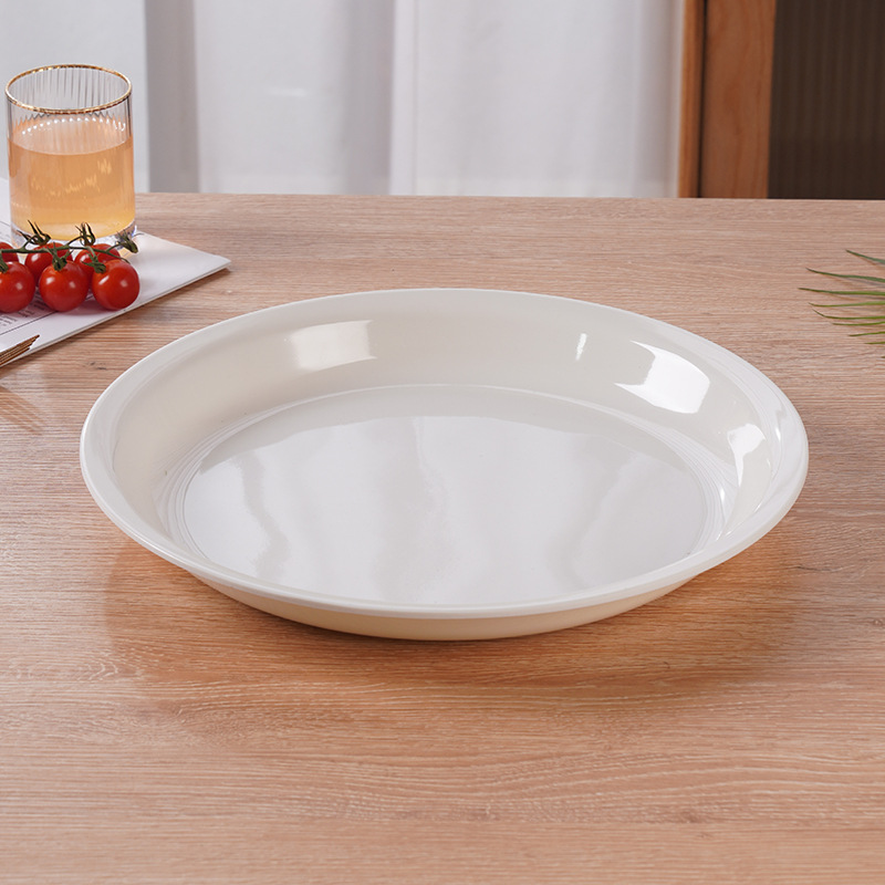 Yujing Foreign Trade Super Large round Tray White Marbling Dining Tray Plate Tea Tray Middle East Africa Export