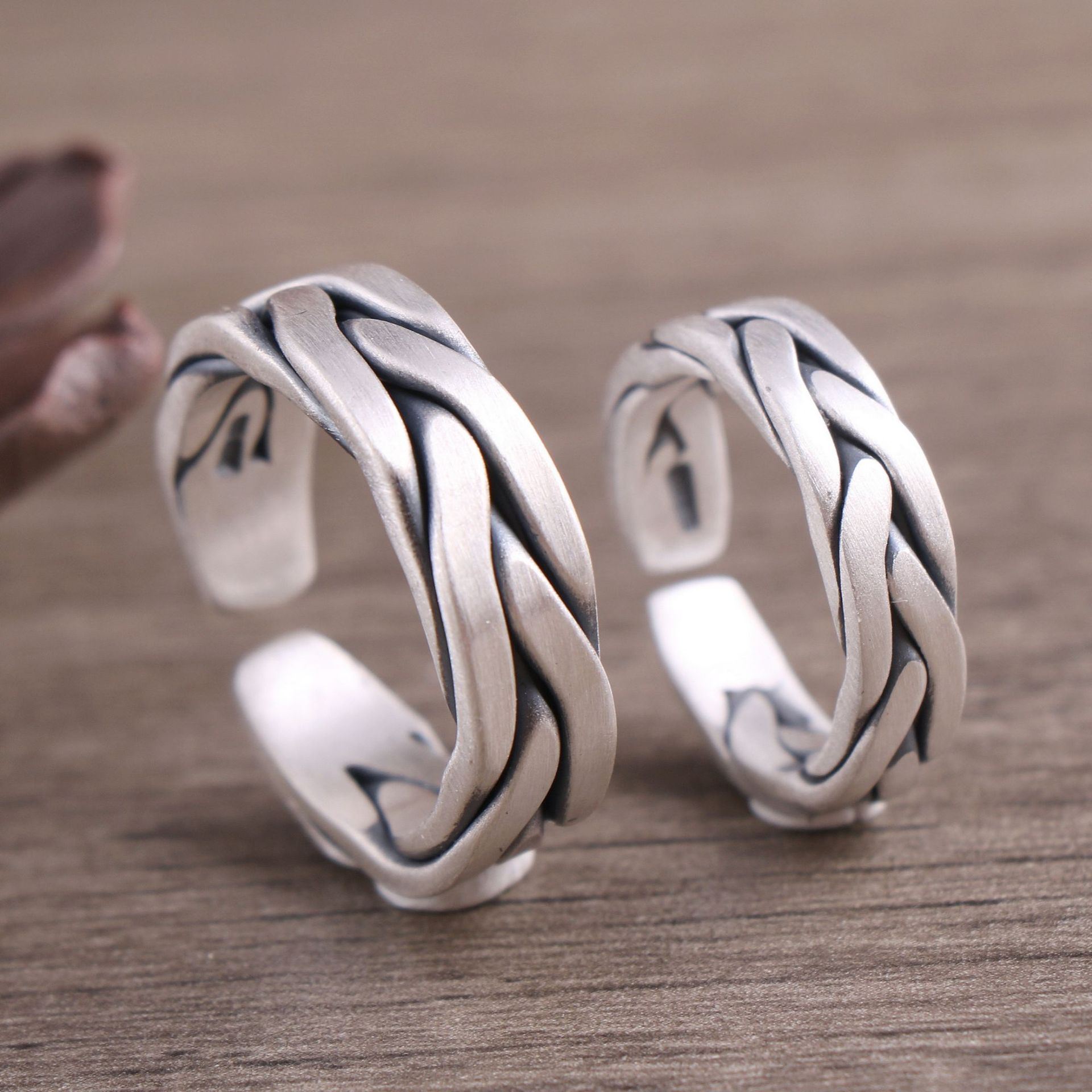 足银999纯银戒指 复古个性手工编织男女款指环情人节纪念日礼物