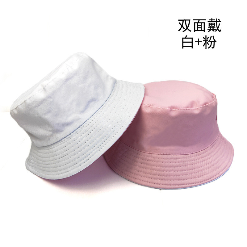 Bucket Hat Women's Fashion Flat Top Sun Hat Double-Sided Sun Protection Hat Children's Parent-Child Hat Advertising Hat Printable Logo