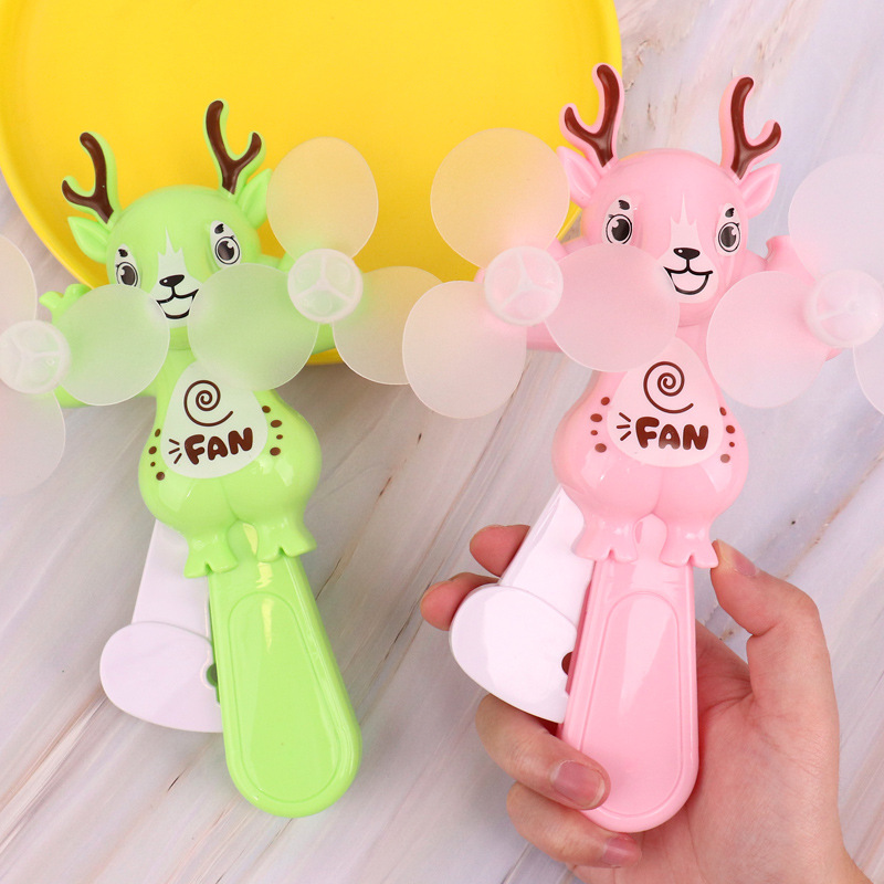 Sika Deer Double-Headed Hand Double Fan Pressure Fan Cute Cartoon Outdoor Portable Not Hurt Hands Children Little Fan