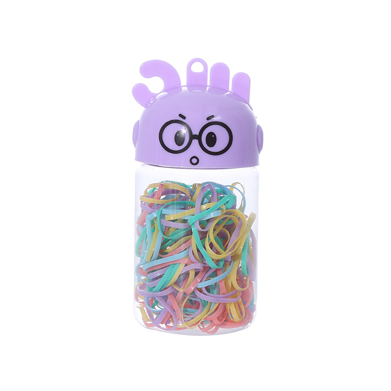 Children's Disposable Color Cartoon Pull-Resistant Bottled Rubber Band Hair Ring Hair Rope Rubber Band Hair Accessories Ornament Wholesale