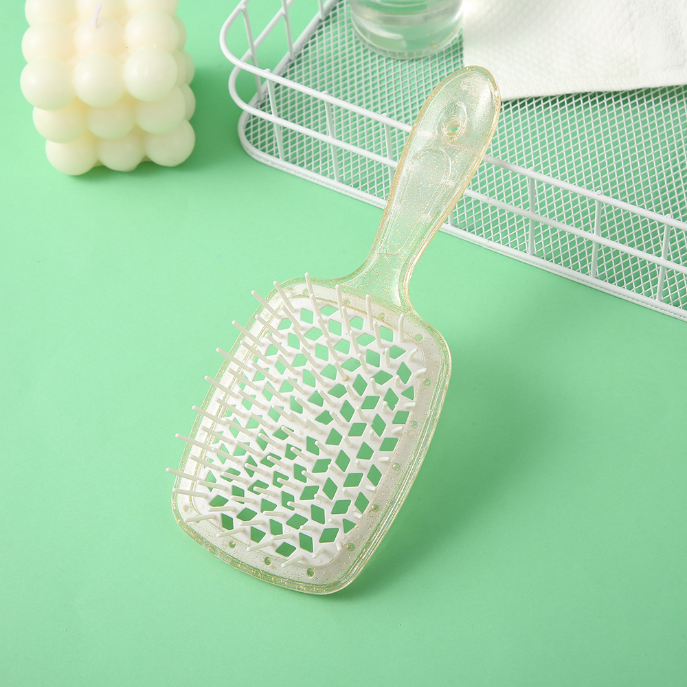 Cross-Border Hot Sale Transparent Face Powder Mesh Comb Color Plastic Shunfa Straight Comb Massage Scalp Hair Curling Comb Wholesale