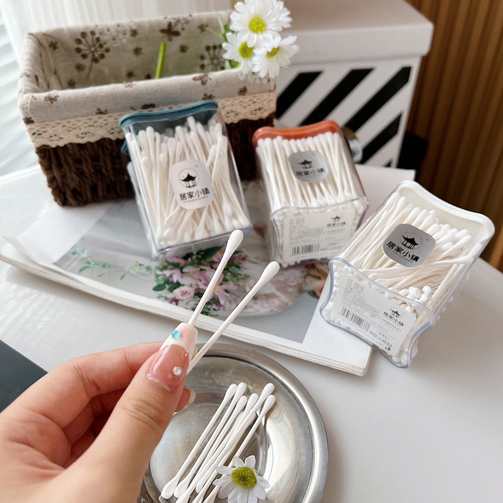 Cotton Swabs Double-Head Cotton Swab 180 PCs/Can Ear Picking Reel Cosmetic Cotton Swab Household Cleaning Cotton Swab Native Degreasing