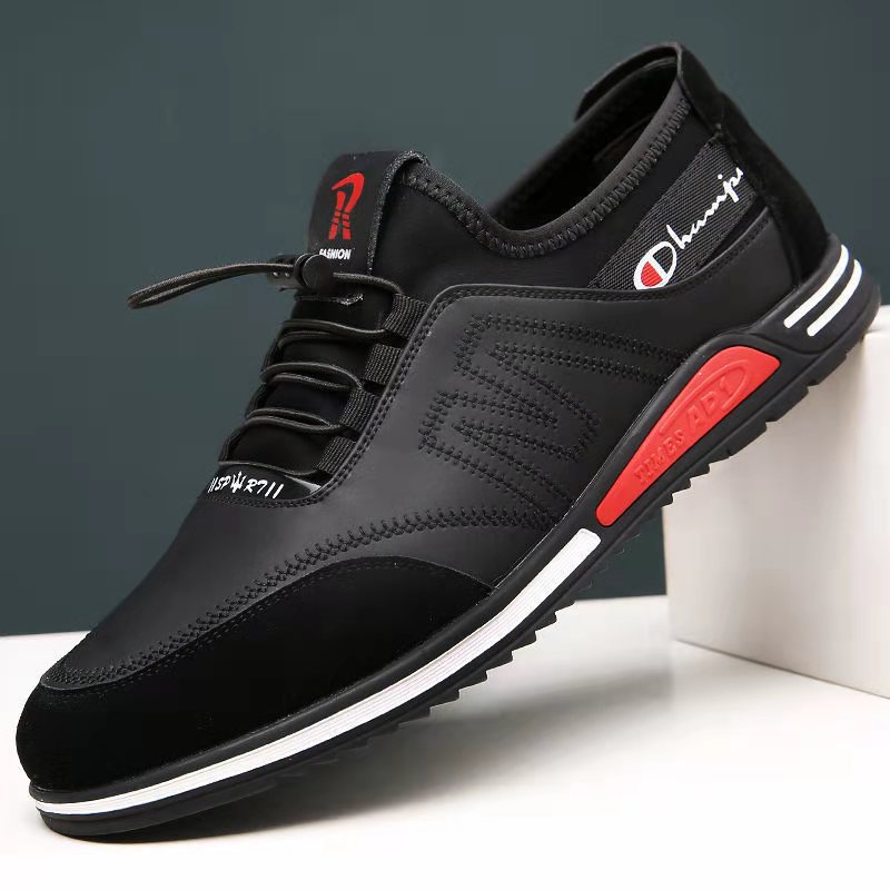 2023 New Men's Casual Sneakers Slip-on Breathable Men's Shoes All-Match Soft Leather Shoes Men's One-Piece Delivery