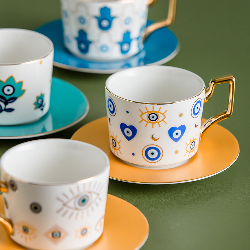 Devil's Eye Fashion Ceramic Coffee Cup European Fashion Coffee Set Set Home Afternoon Tea Flower Tea Cup