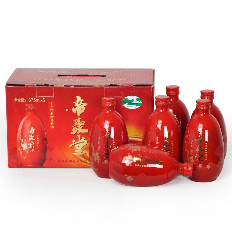 会稽山 绍兴黄酒帝聚堂十年陈花雕酒375mlx6瓶整箱礼盒装10年陈酒
