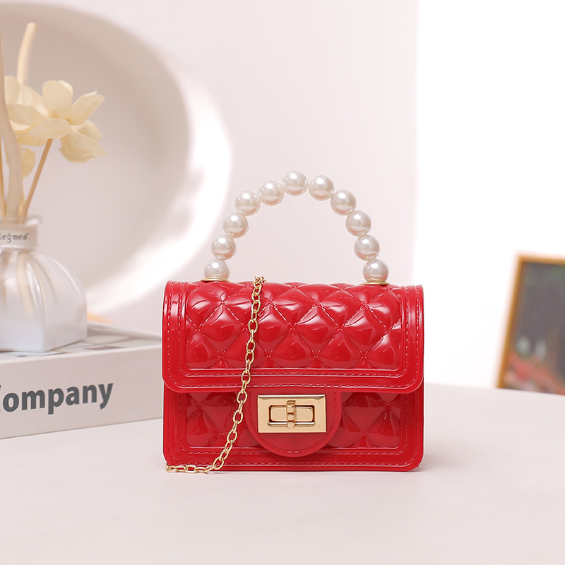 2023 Spring and Autumn Candy Color Pearl Clutch Mini Silicone Gel Bag Diamond Chain One Shoulder Crossbody Bag