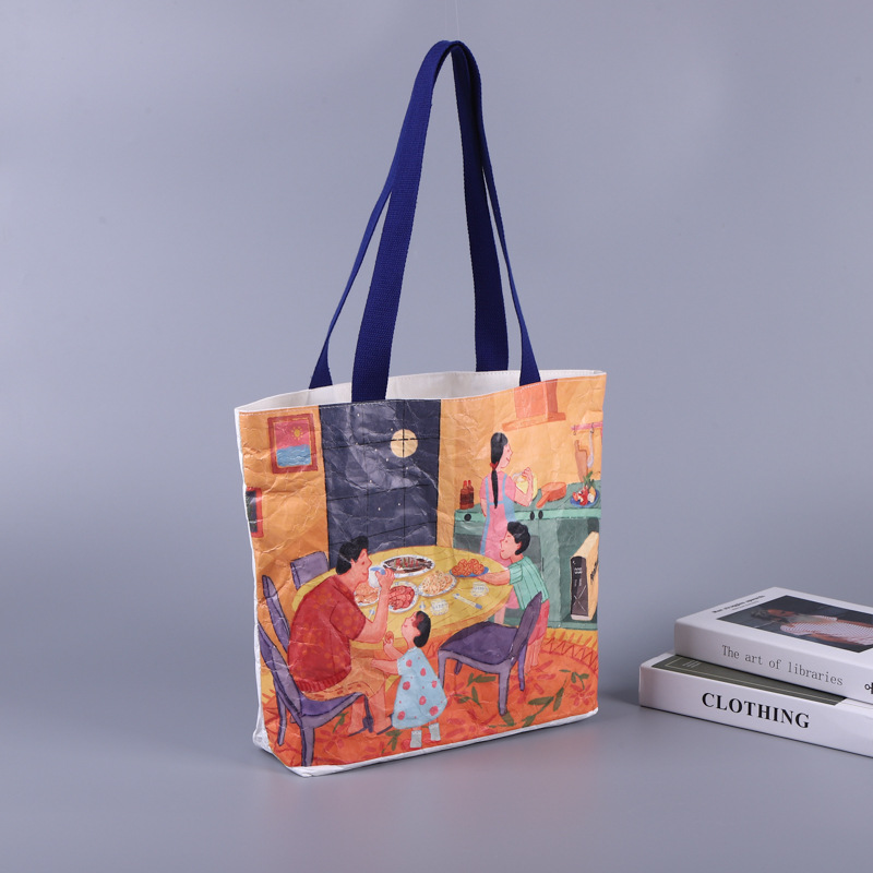 Spot Washing and Rubbing Pattern Handbag Can Be Customized Plain Printed Logo DuPont Paper Bag Tear-Proof Tyvek Tote Bag