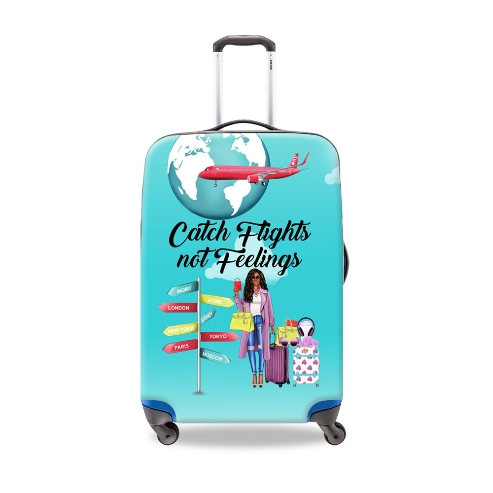 亚马逊速卖通新款bao款非洲黑色人女孩定购弹力行李箱套保护套