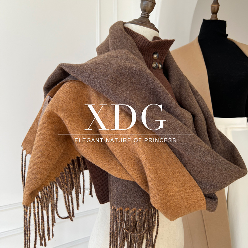 Exported to Japan Original Order Grade Light Luxury ~ Coat Mate Double-Sided Available Imitation Australian Wool Scarf Shawl