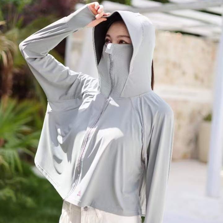 夏季黑胶防晒衣女带帽外穿防紫外线外套透气休闲骑行黑胶大帽檐