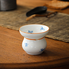 手绘兰花全瓷一体茶漏茶滤斗套装陶瓷茶隔反分茶器公道杯茶具配件